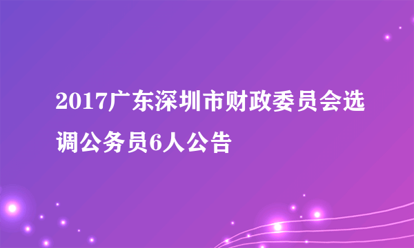 2017广东深圳市财政委员会选调公务员6人公告