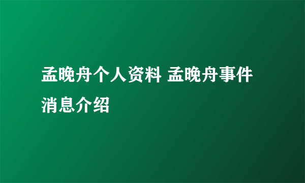 孟晚舟个人资料 孟晚舟事件消息介绍