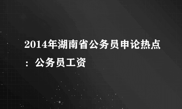 2014年湖南省公务员申论热点：公务员工资