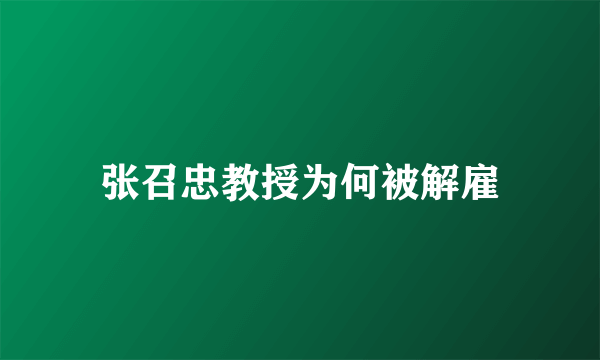 张召忠教授为何被解雇