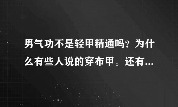 男气功不是轻甲精通吗？为什么有些人说的穿布甲。还有怎么加点。