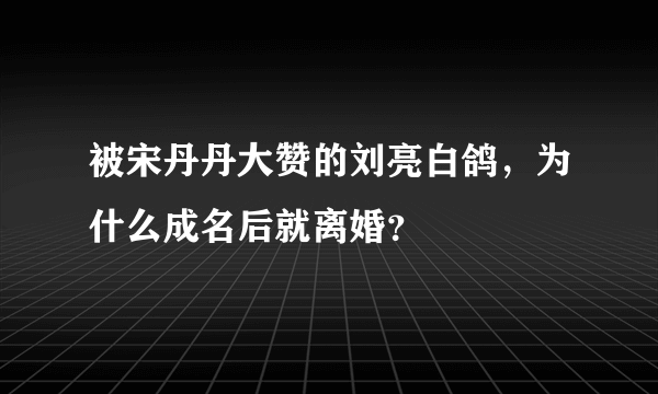 被宋丹丹大赞的刘亮白鸽，为什么成名后就离婚？