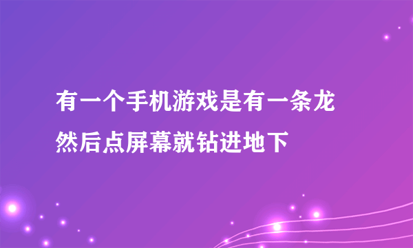 有一个手机游戏是有一条龙 然后点屏幕就钻进地下