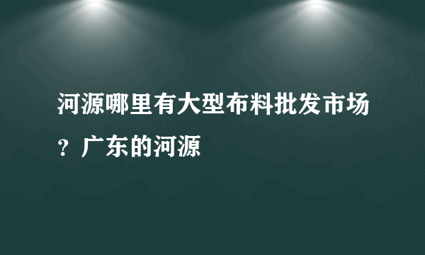 河源哪里有大型布料批发市场？广东的河源