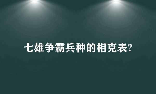 七雄争霸兵种的相克表?