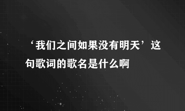 ‘我们之间如果没有明天’这句歌词的歌名是什么啊