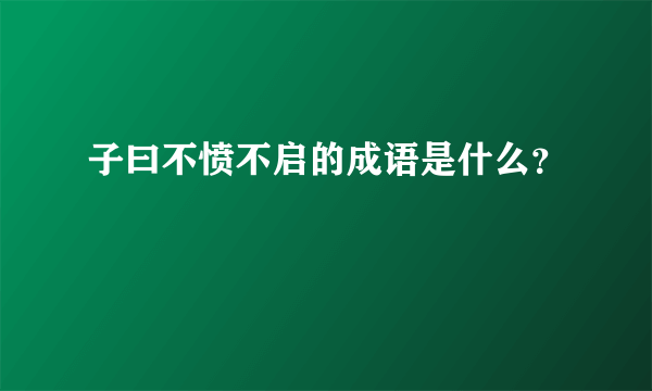 子曰不愤不启的成语是什么？