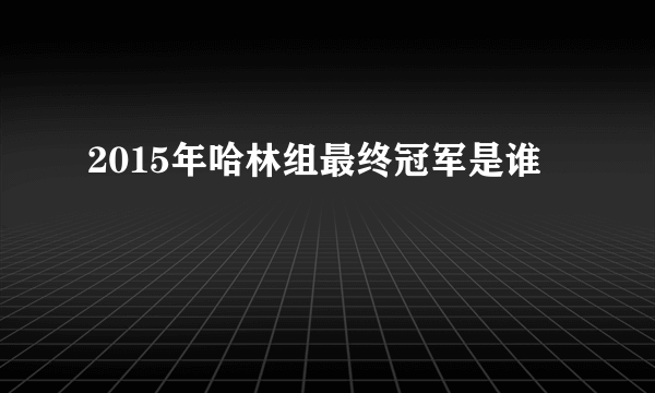 2015年哈林组最终冠军是谁