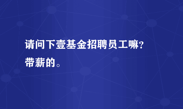 请问下壹基金招聘员工嘛？ 带薪的。