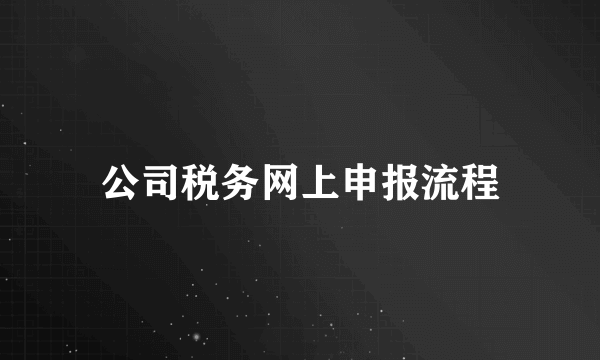 公司税务网上申报流程