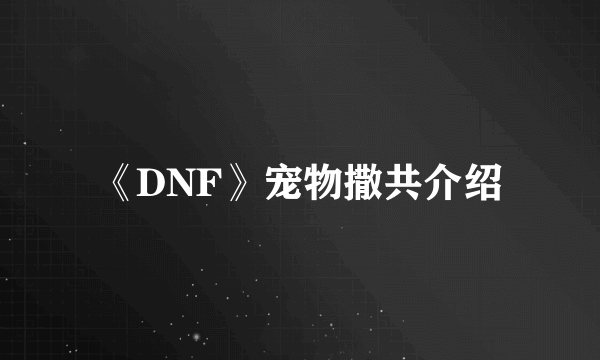 《DNF》宠物撒共介绍