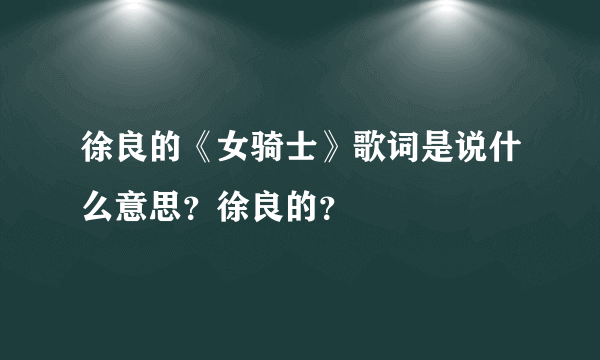 徐良的《女骑士》歌词是说什么意思？徐良的？