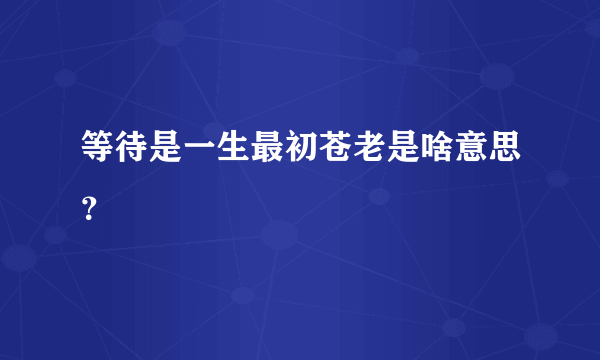 等待是一生最初苍老是啥意思？