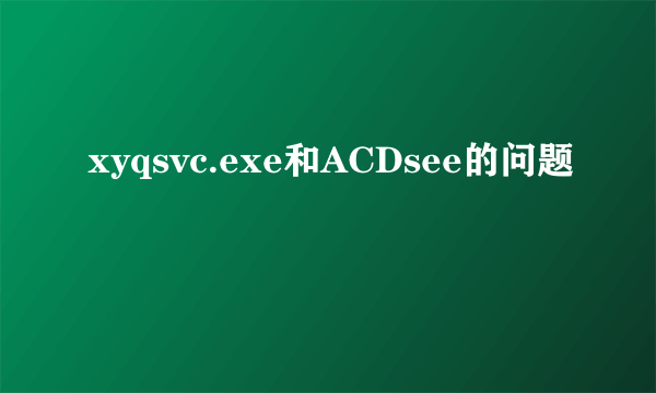 xyqsvc.exe和ACDsee的问题