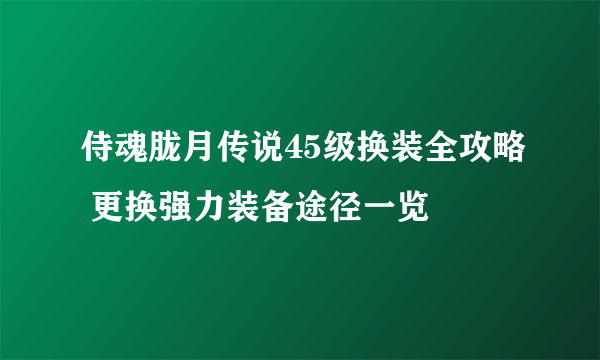 侍魂胧月传说45级换装全攻略 更换强力装备途径一览