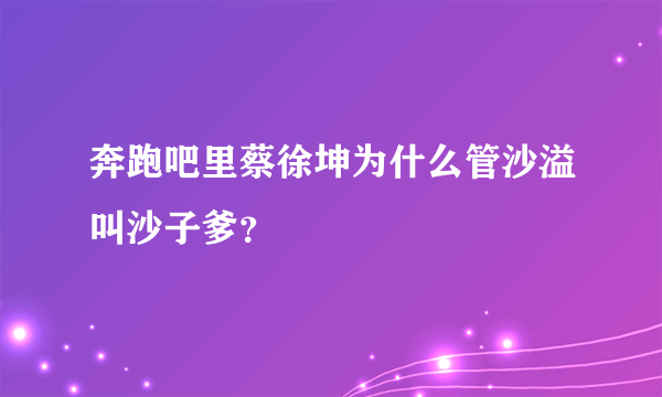 奔跑吧里蔡徐坤为什么管沙溢叫沙子爹？