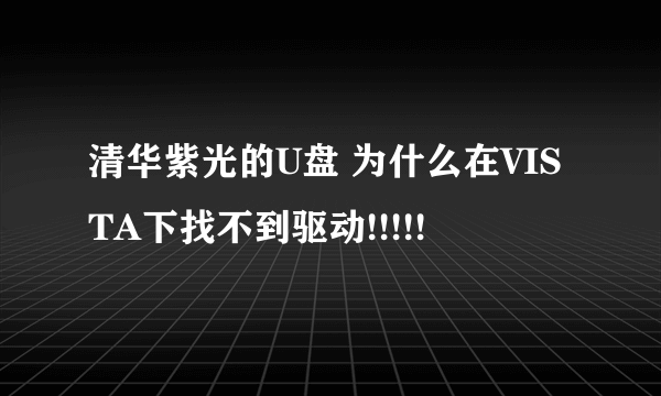 清华紫光的U盘 为什么在VISTA下找不到驱动!!!!!