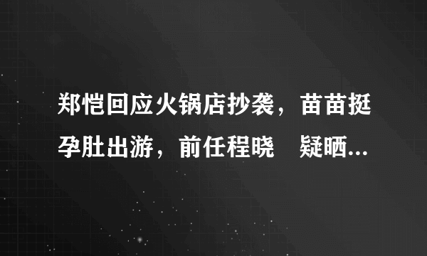 郑恺回应火锅店抄袭，苗苗挺孕肚出游，前任程晓玥疑晒千万婚房