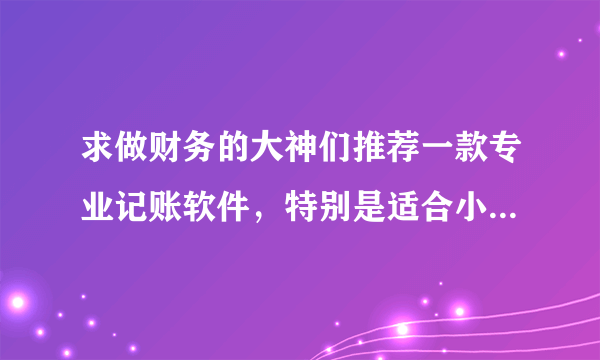 求做财务的大神们推荐一款专业记账软件，特别是适合小微企业的？