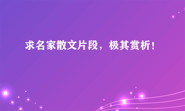 求名家散文片段，极其赏析！