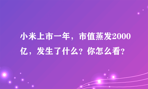 小米上市一年，市值蒸发2000亿，发生了什么？你怎么看？