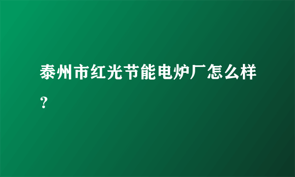 泰州市红光节能电炉厂怎么样？