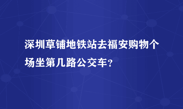 深圳草铺地铁站去福安购物个场坐第几路公交车？