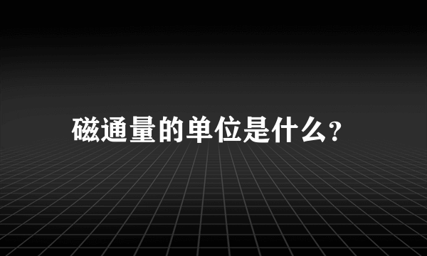 磁通量的单位是什么？