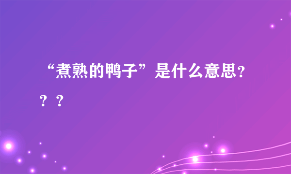 “煮熟的鸭子”是什么意思？？？