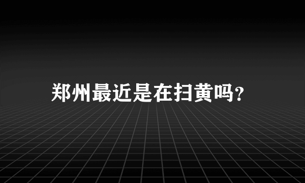 郑州最近是在扫黄吗？