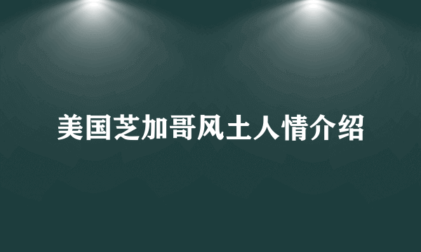 美国芝加哥风土人情介绍