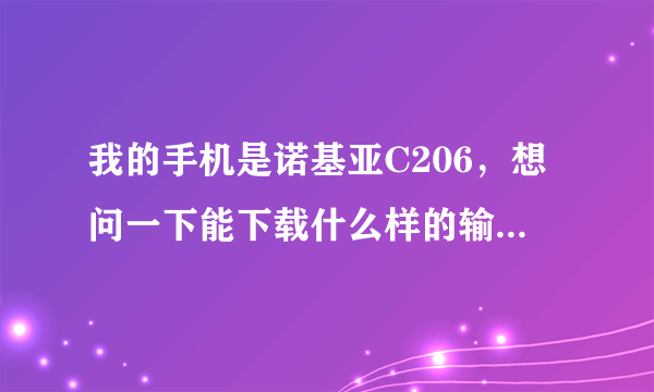 我的手机是诺基亚C206，想问一下能下载什么样的输入法或其他软件？