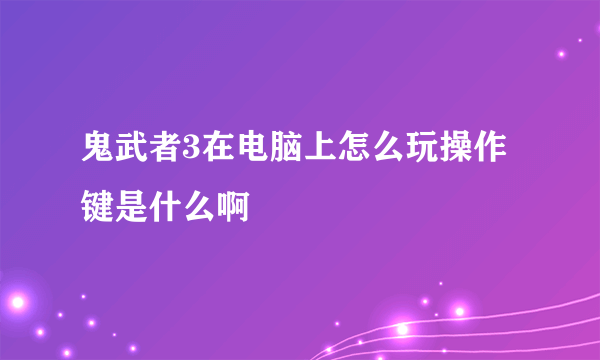 鬼武者3在电脑上怎么玩操作键是什么啊