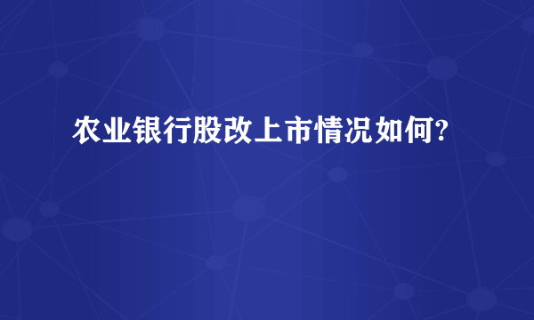 农业银行股改上市情况如何?