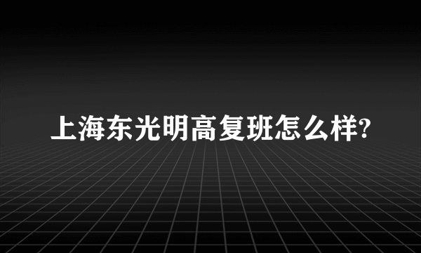 上海东光明高复班怎么样?