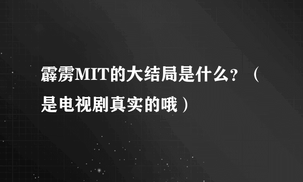 霹雳MIT的大结局是什么？（是电视剧真实的哦）