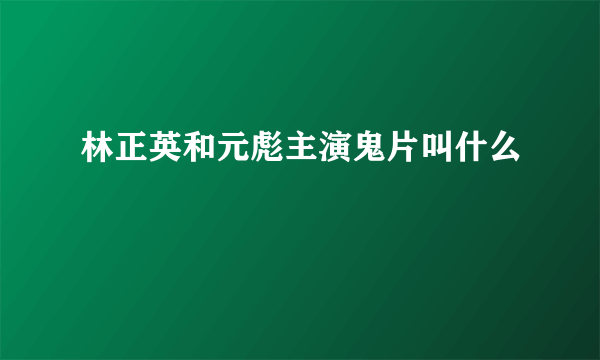 林正英和元彪主演鬼片叫什么