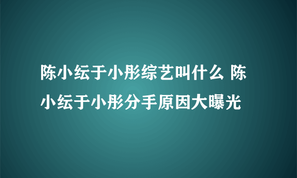 陈小纭于小彤综艺叫什么 陈小纭于小彤分手原因大曝光