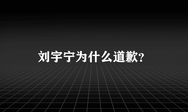 刘宇宁为什么道歉？