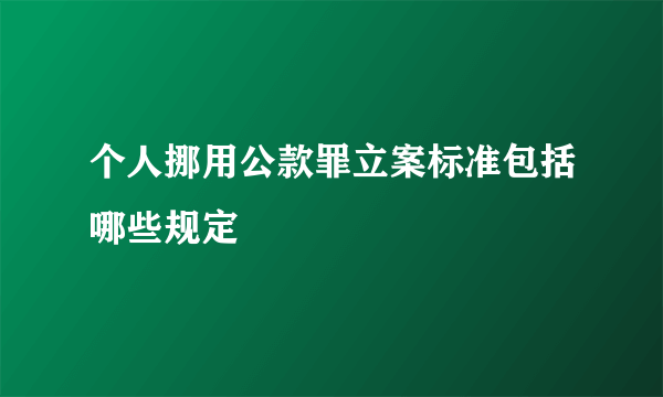 个人挪用公款罪立案标准包括哪些规定