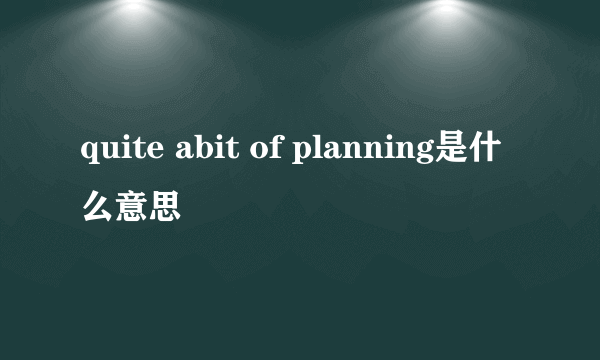 quite abit of planning是什么意思