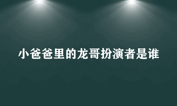 小爸爸里的龙哥扮演者是谁