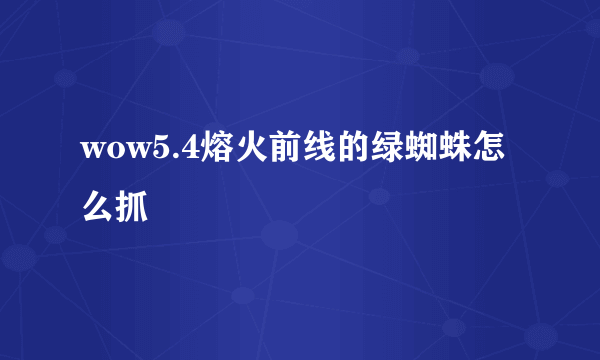 wow5.4熔火前线的绿蜘蛛怎么抓