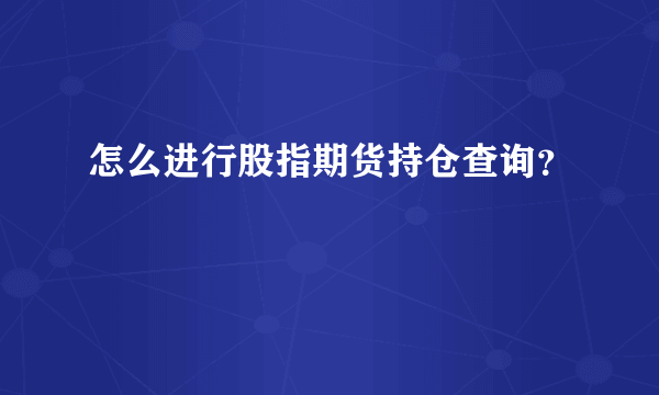 怎么进行股指期货持仓查询？