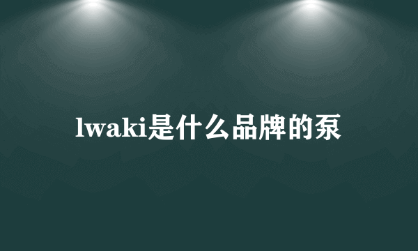 lwaki是什么品牌的泵