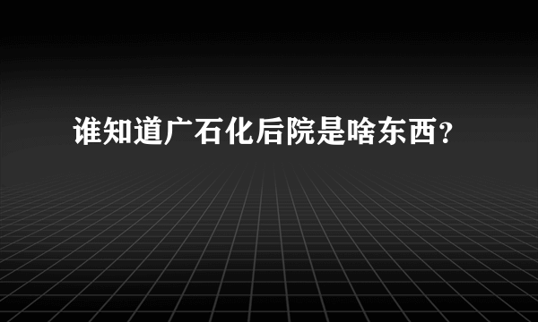 谁知道广石化后院是啥东西？