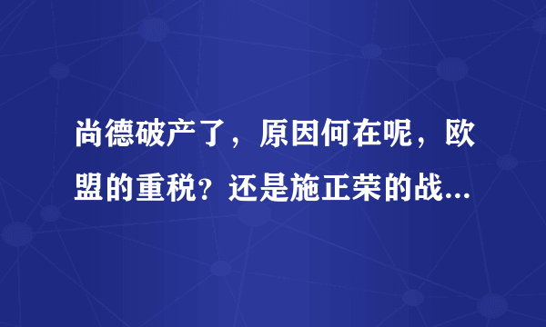 尚德破产了，原因何在呢，欧盟的重税？还是施正荣的战略失误。