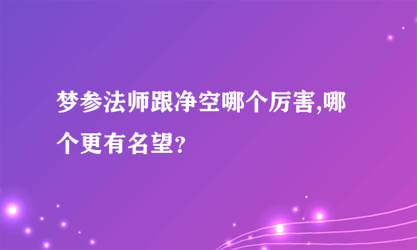 梦参法师跟净空哪个厉害,哪个更有名望？