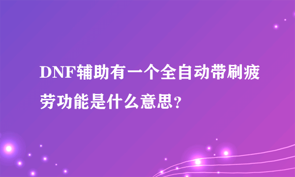 DNF辅助有一个全自动带刷疲劳功能是什么意思？