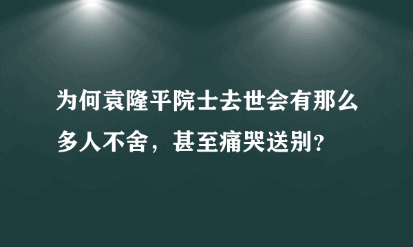 为何袁隆平院士去世会有那么多人不舍，甚至痛哭送别？